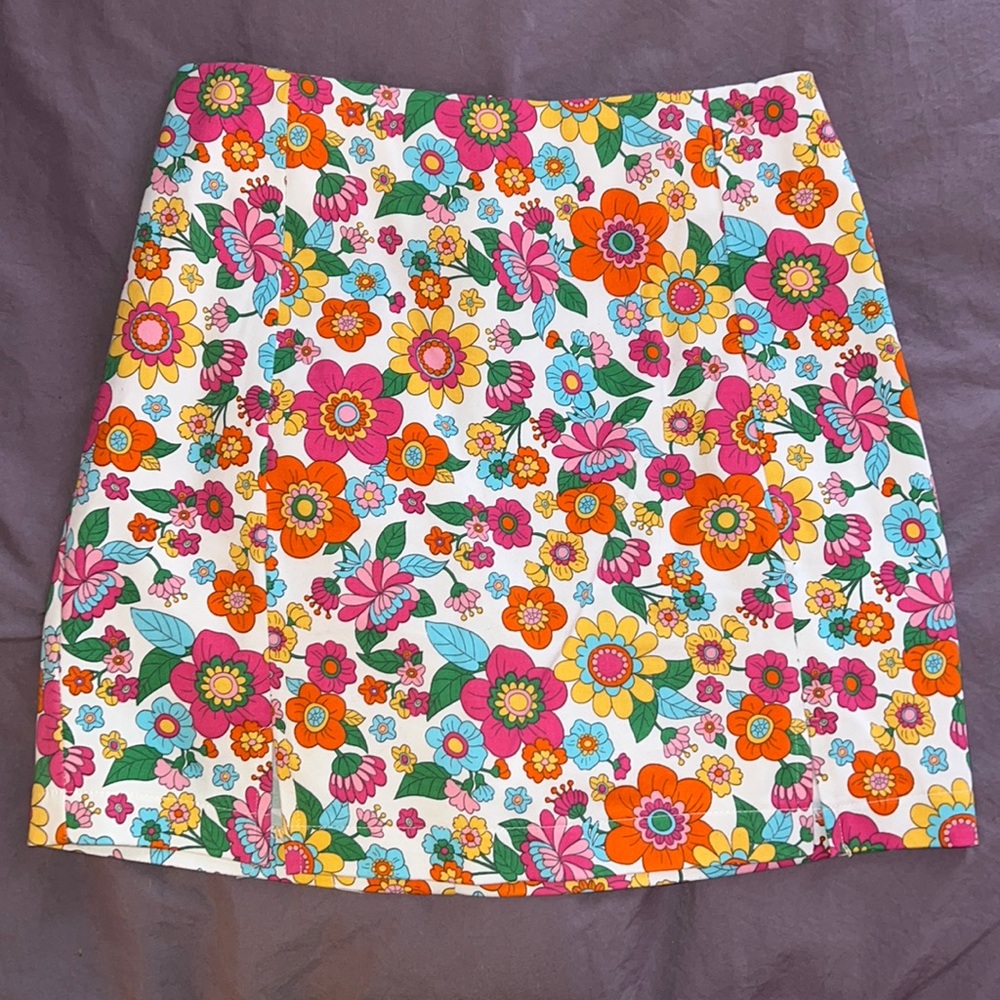 Floral Cotton Mini Pencil Skirt